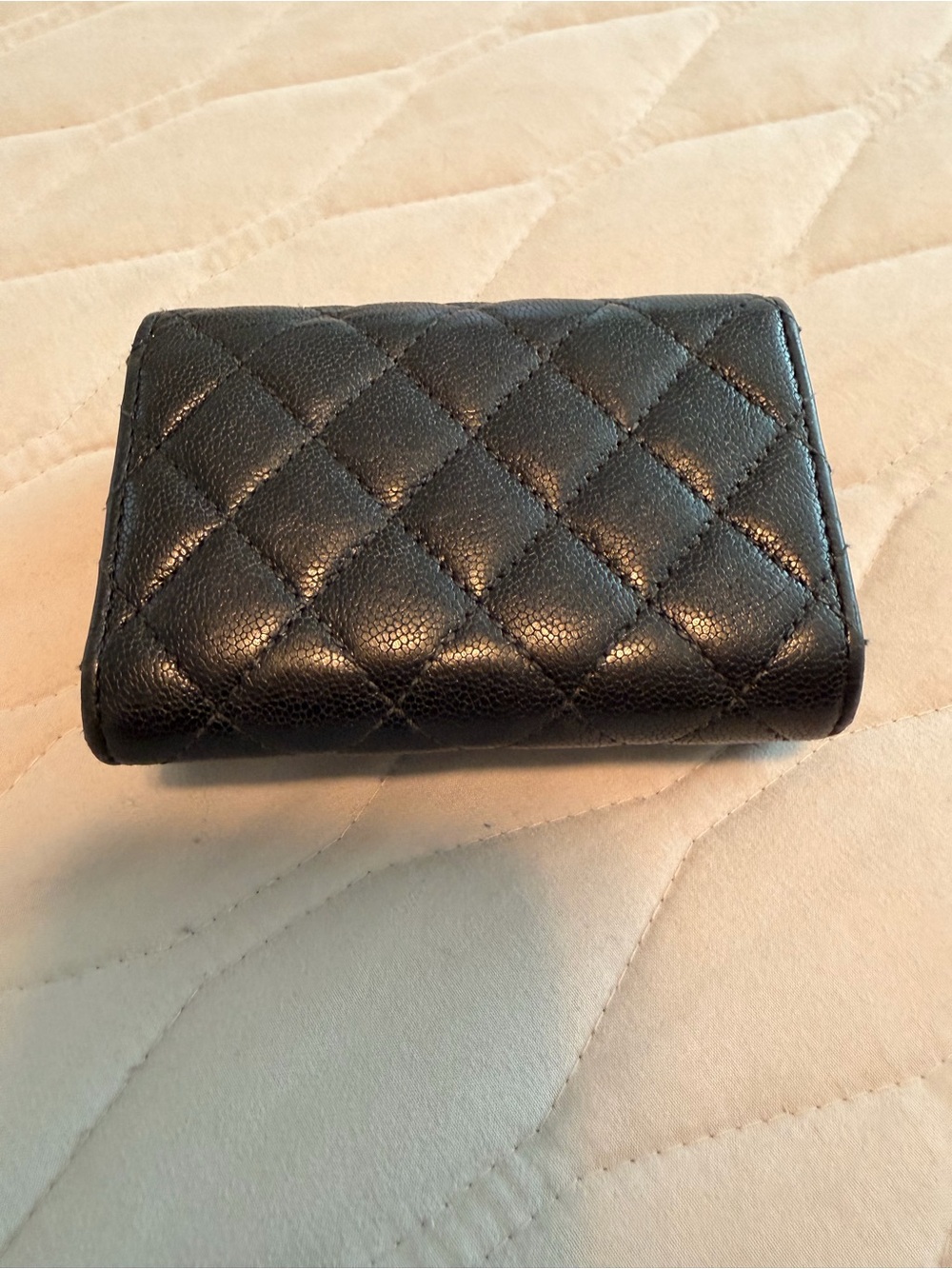 CHANEL Black Quilted Leather Compact Wallet Trifold - Picture 2 of 14